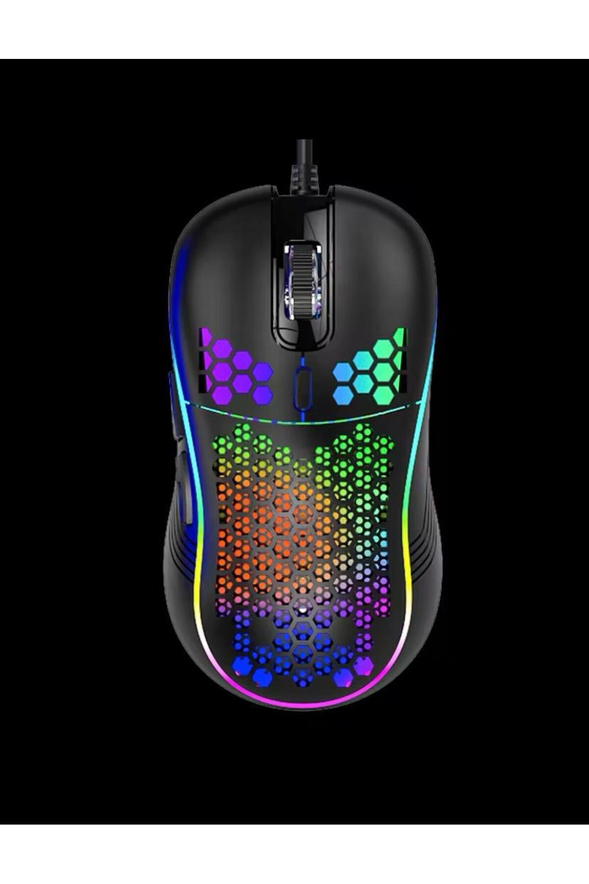 RGB 7200 DPI Oyuncu Mouse — Petek Tasarım, Hafif, Örgü Kablo